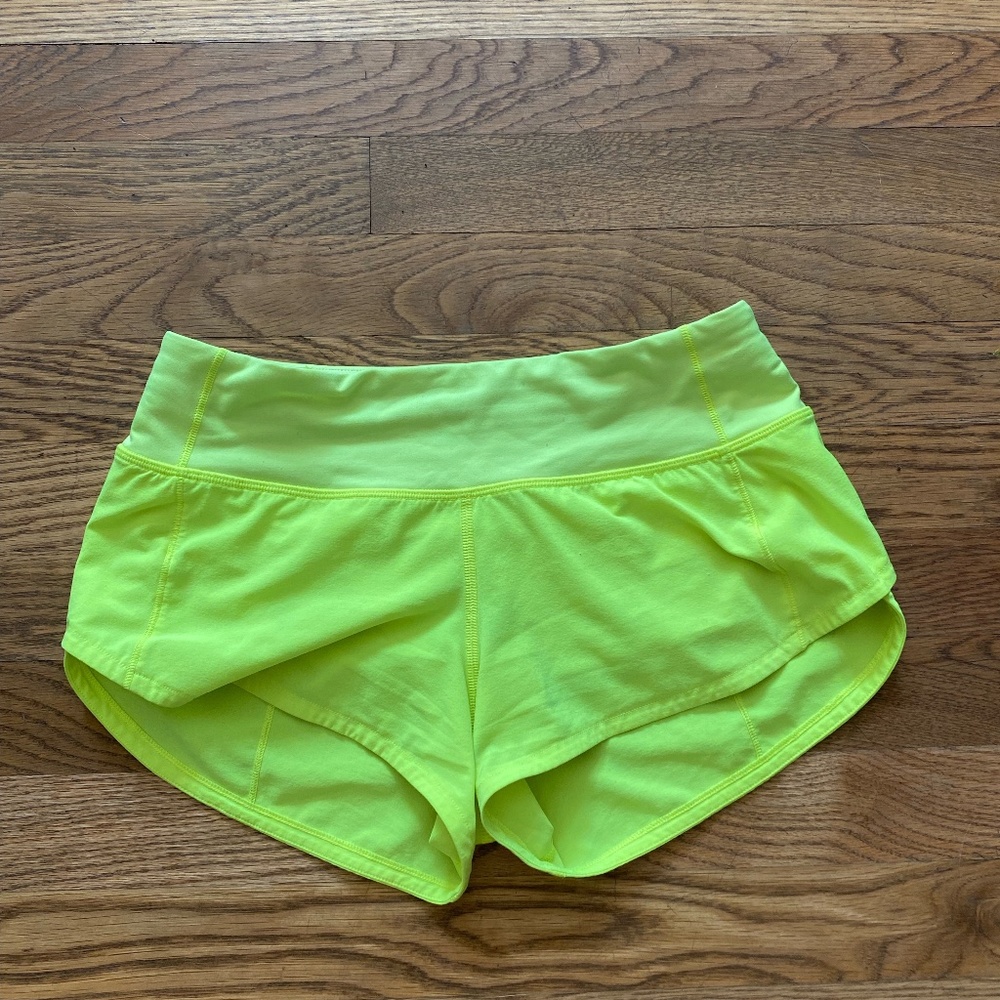 Lululemon Speed Up Short Neon Yellow Size 2